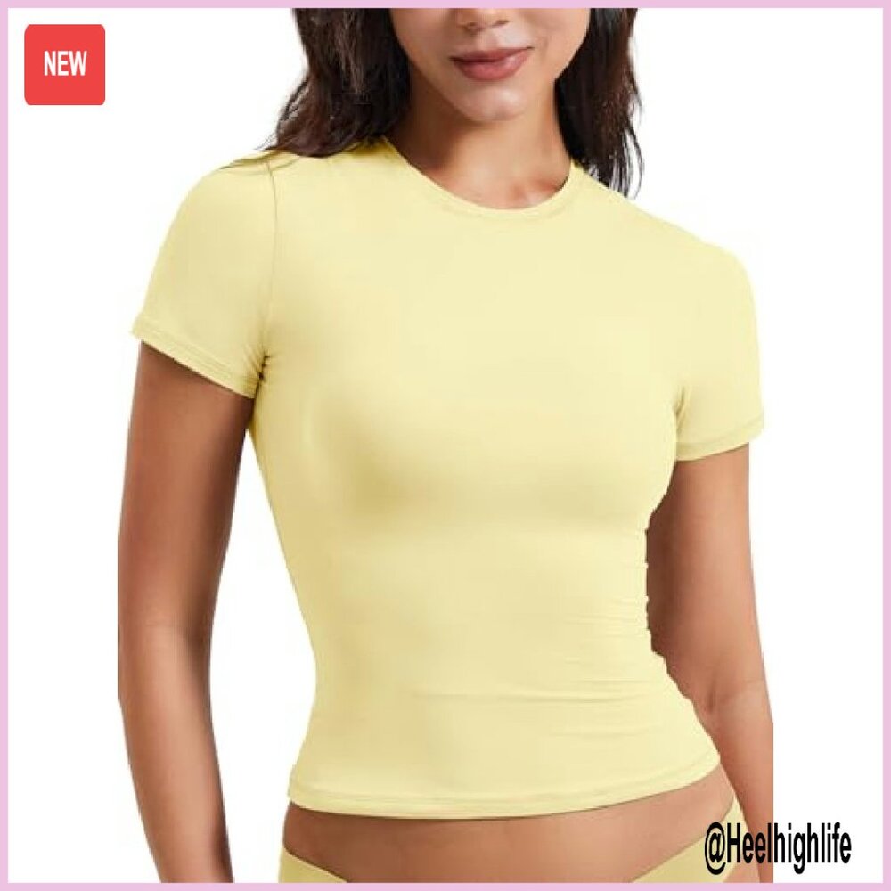 Fitted Compression Crop Top Double Lined Workout … - image 6